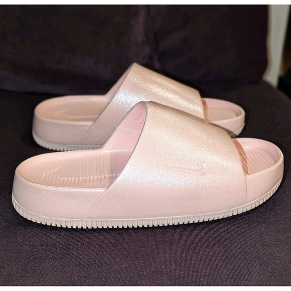 Subtle Shimmery Glitter Nike Women's Calm Slides Sandal Nwob Washed Coral Size 8 - Picture 6 of 7